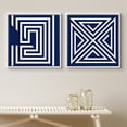 thumbnail image 2 of PixonSign Framed Wall Art Print Set Geometric Blue and Orange Maze Pattern Abstract Shapes Digital Art Modern Art Chic Colorful Multicolor Ultra for Living Room, Bedroom, Office - 24"x24"x2 White, 2 of 5