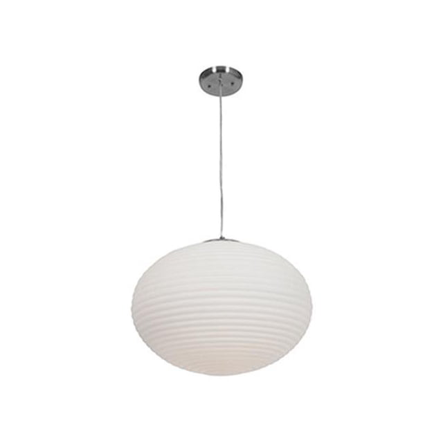 Callisto 50181-BS-OPL 3 Light Ribbed OPL Glass Pendant in Brushed Steel with Opal Glass