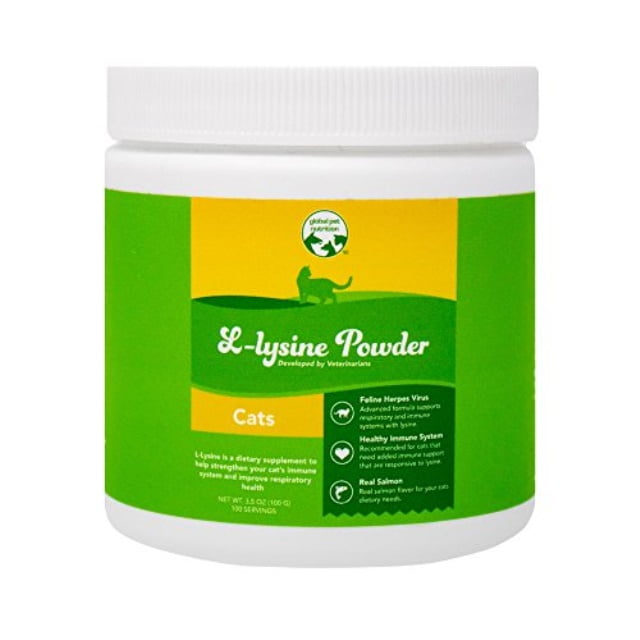 global pet nutrition llysine powder for cats & kittens 100 servings supports healthy immune