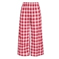 thumbnail image 6 of VEKDONE Womens Plaid Wide Leg Palazzo Pants Casual Baggy Barrel Pants Trendy Elastic High Waist Comfy Straight Trousers with Pockets Hot Pink S, 6 of 6