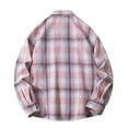 thumbnail image 3 of LNWUY (M-5XL) Big and Tall Mens Flannel Plaid Shirts Regular Fit Long Sleeve Turndown Collar Pocket Button Down Shirts Top Pink XXXXL, 3 of 3