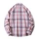 thumbnail image 3 of Blusa y camisa de manga larga con cuello vuelto para hombre, blusa informal a cuadros a la moda con botones y cuello vuelto, blusa de poliéster para hombre, 3 of 3