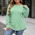 thumbnail image 6 of Lutiedan Womens Plus Size Long Sleeve Shirts Oversized Crew Neck Tunic Tops Fall Casual Basic Shirts with Thumb Holes L-4XL,Green, 6 of 6
