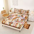 thumbnail image 2 of Castle Fairy Watercolor Collage Giraffe Bed Sheets 4-Piece for Boys,Rainbow Daisy Butterfly Full Size Sheets,Brown Pink White,1 Fitted Sheet, 1 Flat Sheet and 2 Pillowcases, 2 of 6