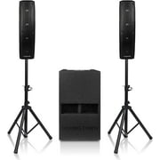 Sound Town Powered Subwoofer Built-in Mixer PA System with Passive Column Speakers