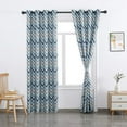 thumbnail image 3 of Herringbone Bohemian Style Grommet Top Blackout Curtains Bedroom Living Room Curtains, Blue Blackout Curtains 26"W x 54"L (Pack of 2), 3 of 6
