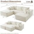 thumbnail image 2 of 3 Seats Boneless Modular Cloud Sectional Sofa with Chaise & Ottoman, Extra-Wide Deep Seats Plush Corduroy Sleeper Soft Couch for Modern Living Rooms, Small Spaces & Apartments Beige 108"-U Shape Left, 2 of 8