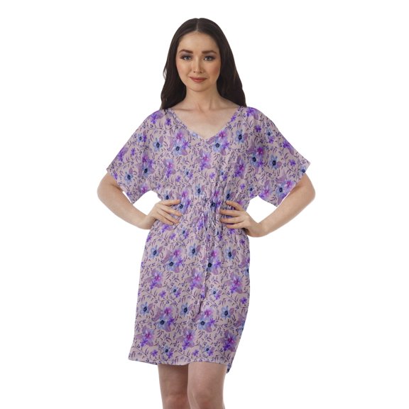 Moomaya Womens Casual Dresses Short Printed Womens V Neck Flowy Dress Plus Size