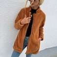 thumbnail image 1 of Puntoco Mujer Color Sólido Solapa Reversible Terciopelo Bolsillo Grande Mediano Largo Suéter De Manga Larga Sin Capucha Chaqueta De Abrigo Casual Puntoco Puntoco-1384, 1 of 7