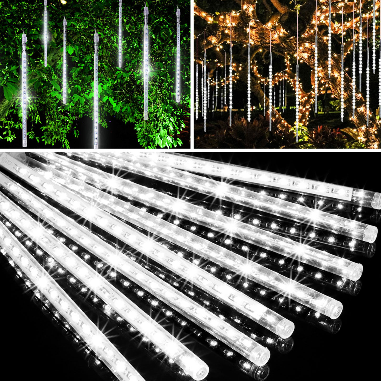Meteor Shower Raindrop Lights 12 inches 8 Tubes Cascading Lights Snow  Christmas