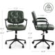 thumbnail image 2 of Silla de Oficina Ergonómica con Respaldo Medio, Apoyabrazos, Tapizado en Cuero PU, Ajustable en Altura, Color Verde, 2 of 7