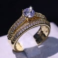 thumbnail image 5 of Sparkle Jewels White Round Cut Diamond 14k Yellow Gold Plated Bridal Set Promise Ring, 5 of 5