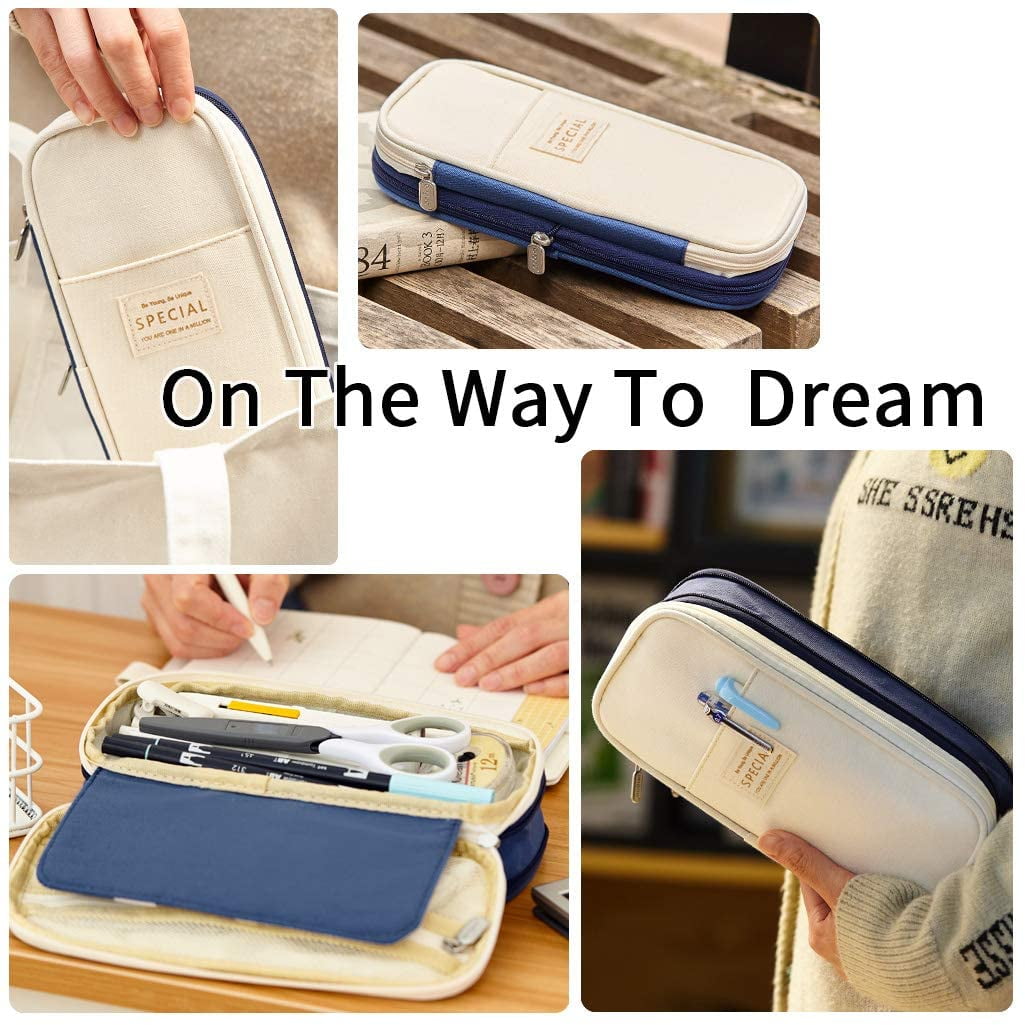 Robotsky Canvas Pencil Cases, Navy Blue