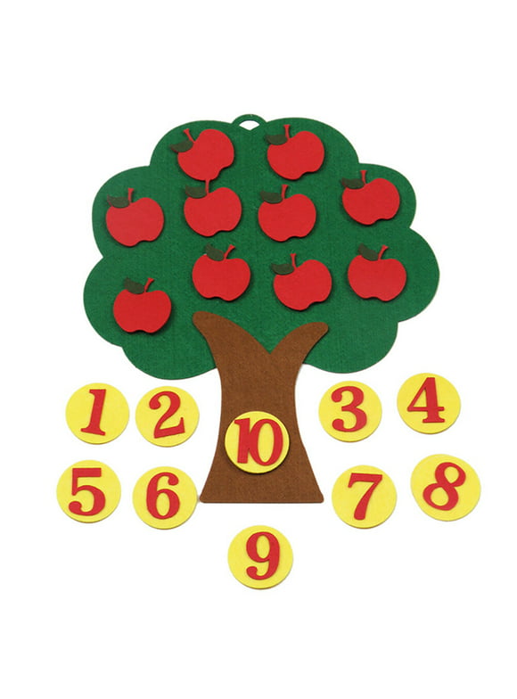 1pc Creative Non-woven Apple Tree Educational Toys Digital 1 to 10 Cognitive Pairing Toy Preschool Supplies Set for Toddlers (Assorted Color)