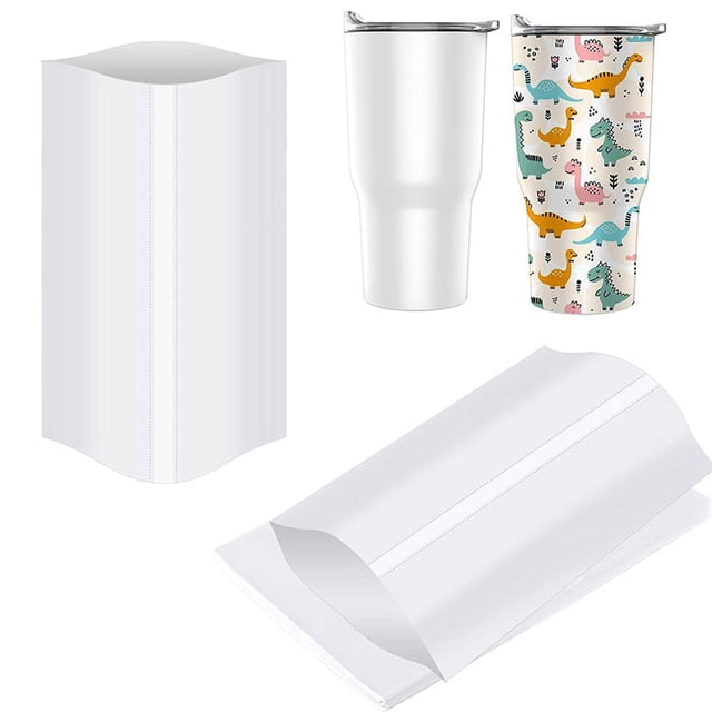 8X12 Pouces Pochettes Rétractables pour Sublimation, 60 Pcs Pochettes Rétractables Blanches pour Gobelets, Tasses et Plus, 60 x Pochettes Rétractables, Blanc