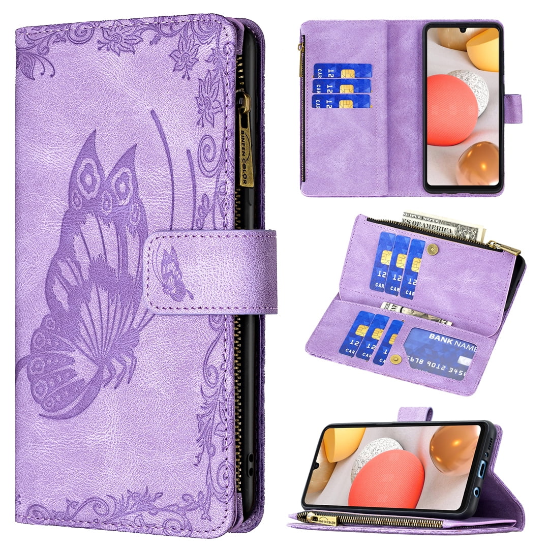 Galaxy A42 5G Case Wallet, Allytech PU Leather Retro Flip Stand 9 Cards