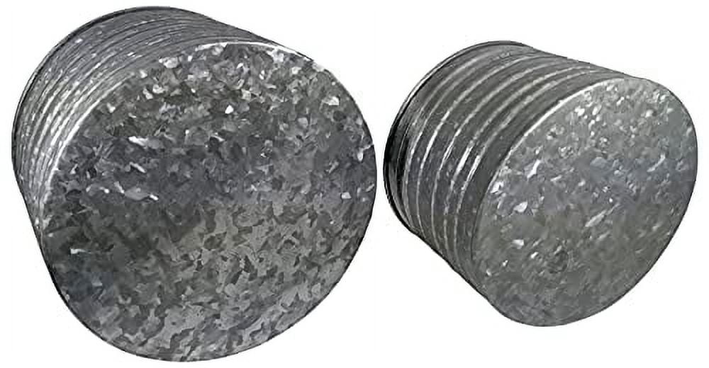 SciencePurchase Galvanized Steel Flower Pots Set of 2, Silver, 1.5-Gallon & 1-Gallon Ribbed Planters for Indoor/Outdoor Use