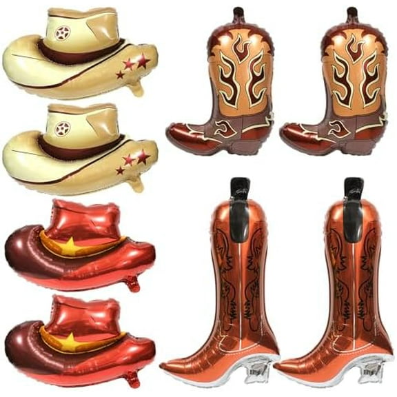 8 Pack Western Themed Cowboy Hat Boot Balloons, Large Cowgirl Wild West Disco Foil Balloons For Last Rodeo Bachelorette Party Birthday Baby Shower Decoration Supplies$$Electronics Accessories