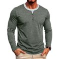 thumbnail image 2 of JTSRKL Mens Stylish Fake Two Piece Tops Crew Neck Button Placket Business Casual Long Sleeve Pullover Breathable Soft Textured Shirts, 2 of 9