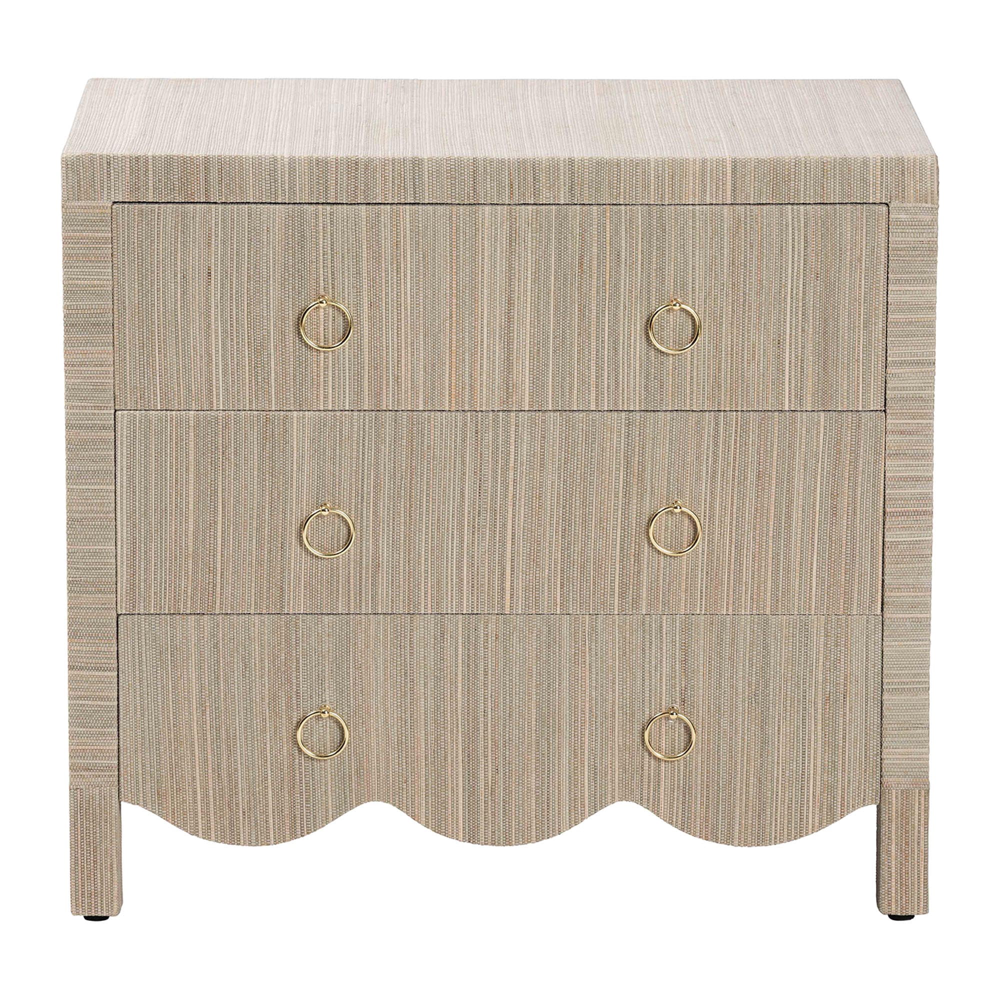 bali & pari Umika Boho Nightstand, 3-Drawer, Beige