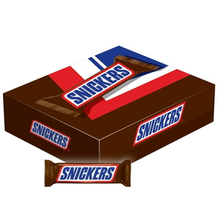 Gold Candy Box - SNICKERS Singles Size Chocolate Candy Bars, 1.86-Ounce Bars, 48 Count Box