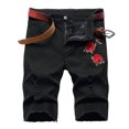 thumbnail image 2 of IROINNID Men's Casual Elastic Frayed Hem Jeans Stretch Comfy Stylish Retro Denim Shorts, 2 of 8