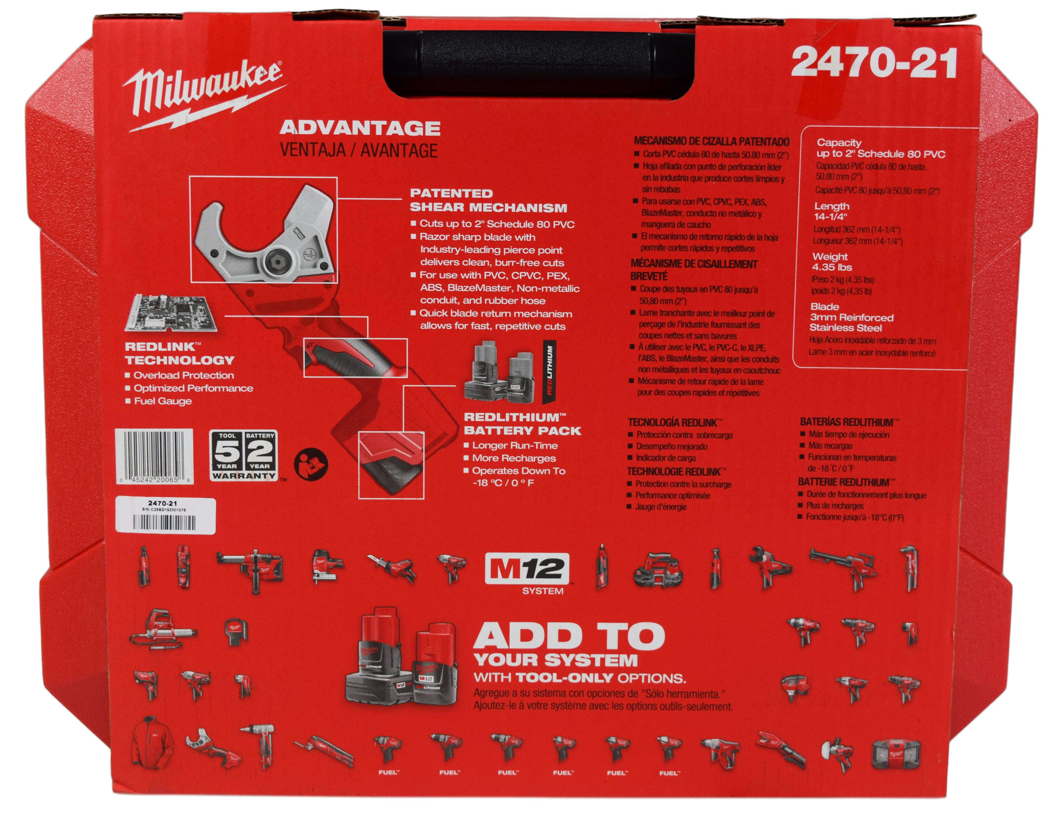 Milwaukee 2470-21 - M12 Cordless PVC Shear Kit