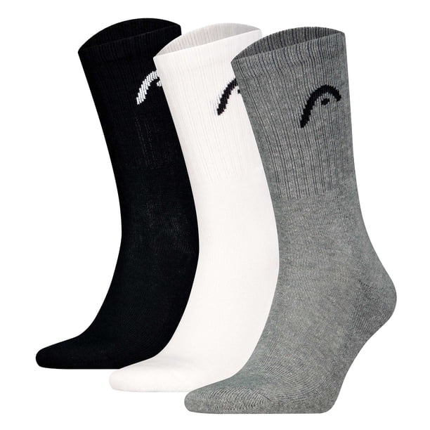 HEAD Calcetines unisex, paquete de 3 - All Sport Training Crew, calcetines deportivos, logotipo Gris/Blanco/Negro 39-42