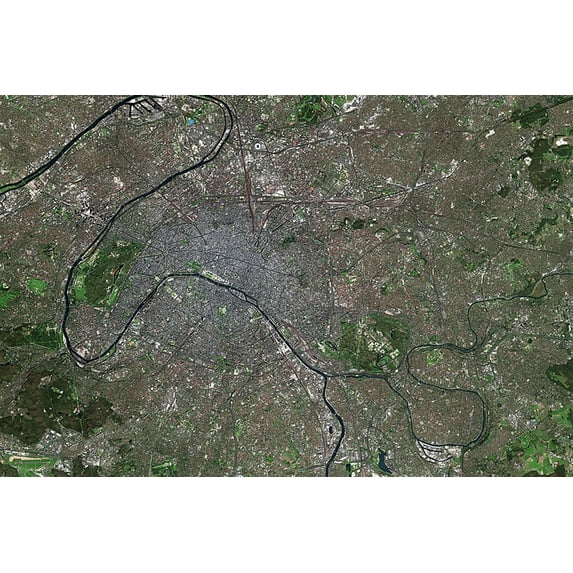24x36 gallery poster, Paris and its suburbs as seen from the Spot Satellite