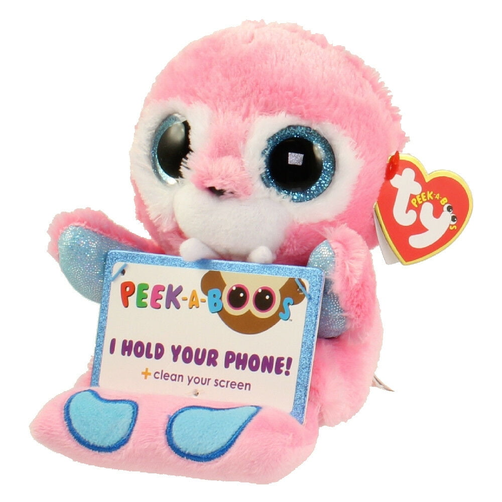 6" TY Peek-A-Boos Phone Holder Milly Owl Plush Stuffed Toy Glitter Eyes With Tag 