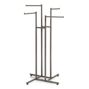 SSWBasics 4-Way Clothing Display Rack Raw Steel Straight Arms - Ideal Retail Clothing Rack for Organizing and Showcasing Garments Durable and Versatile Clothing Display Solution