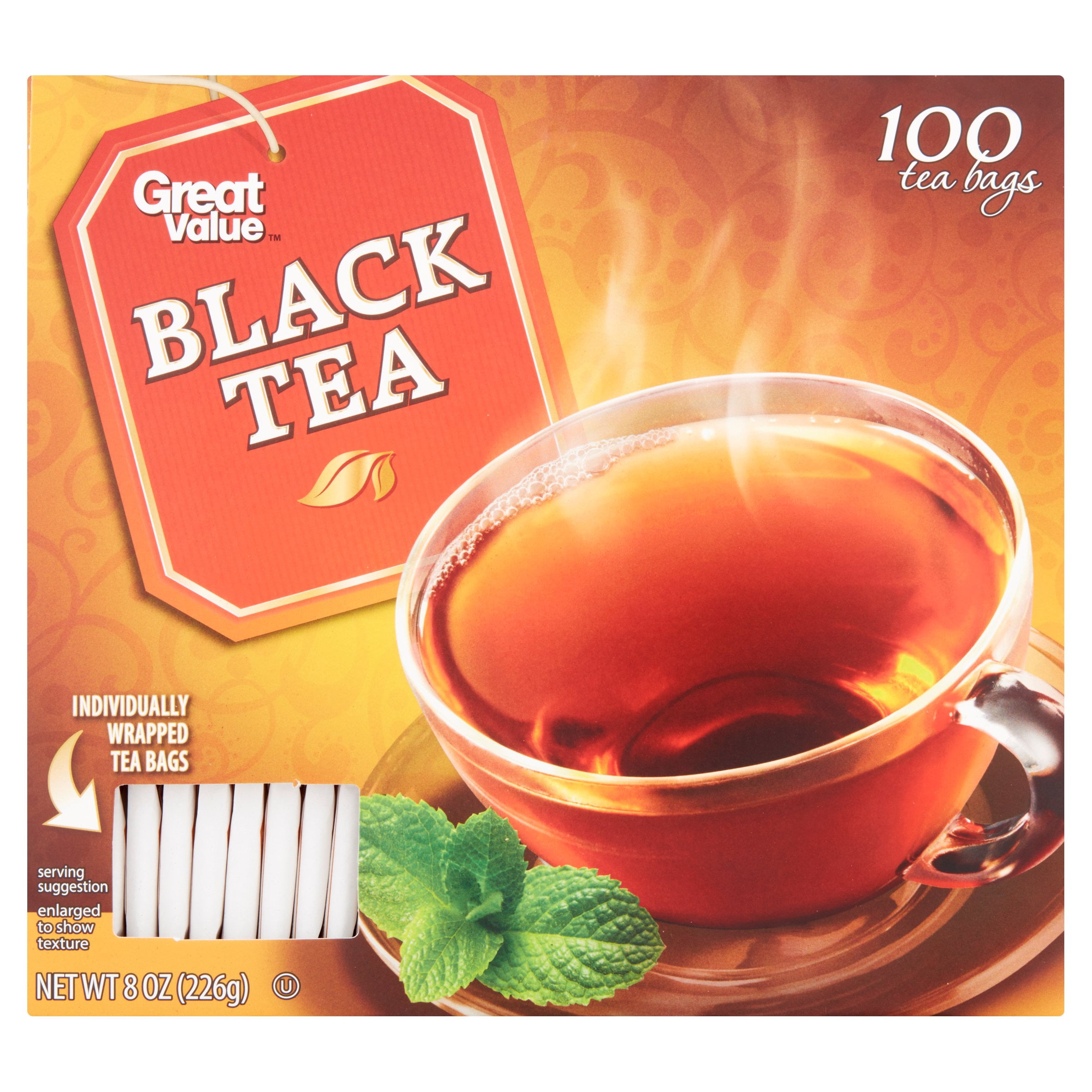 (5 pack) (Pack of 5) Great Value Black Tea, Tea Bags, 100 Ct