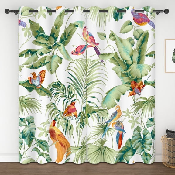 Lfeey Tropical Leaves Blackout Curtains, Tropical Window Grommet Curtain, 42x63 Inch, 2 Panels