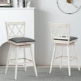 thumbnail image 6 of Gymax Set of 4 Barstools Swivel Bar Height Chairs with Rubber Wood Legs Antique White, 6 of 10