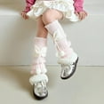 thumbnail image 4 of CPNG Winter Warm Leg Warmers High Lolita Bow Colorblock Leg Sleeve Socks for Girls Kawaii Knitted Legwarmers Cute Soft Socks Accessories Kids Fashion Socks, 4 of 6