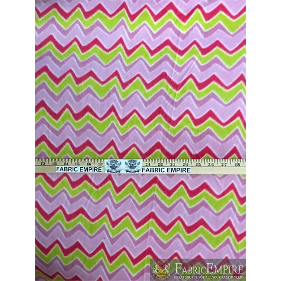 Fleece Printed Fabric WAVY CHEVRON STRAWBERRY / 58" Wide / Sold by the yard S-651