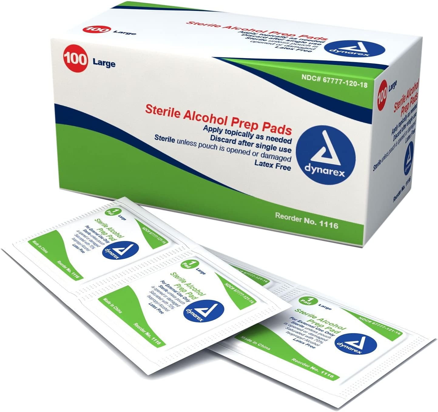 Dynarex 1116 Dynarex Sterile Alcohol Prep Pad - 1,000 ct - Large by Dynarex