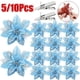 thumbnail image 2 of 5/10 piezas de 14 cm de flores navideñas rosas con purpurina para decoración del árbol de Navidad, adornos de Feliz Año Nuevo, decoración navideña para el hogar, Navidad, 2 of 5