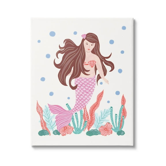 Stupell Industries Underwater Scene Mermaid Bubbles Graphic Art Gallery Wrapped Canvas Print Wall Art, Design by Aralma