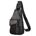 thumbnail image 1 of Bolso bandolera de cuero para hombre, bolso bandolera, mochila informal para el día, bolso para el pecho, mochila de viaje para senderismo, 1 of 5