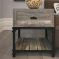 thumbnail image 2 of HomeFare Table d'Appoint en Bois Industriel Rustique avec Rangement en Chêne Rustique Brun, 2 of 9