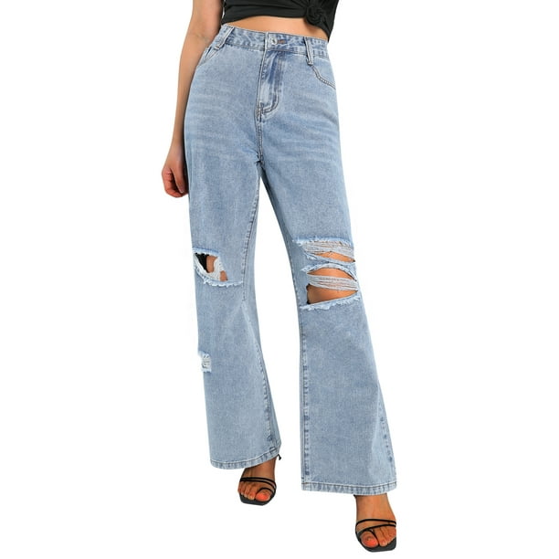 Different coloured top leg jeans