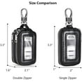 thumbnail image 2 of Liho Car Key Case with Double Zipper, Black Leather Key Holder, Transparent Window & Metal Hook, for Remote Key, Keep Essentials Organized Car Key Holder A605, 2 of 5