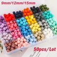 thumbnail image 2 of Lote de 50 cuentas de silicona de 9/12/15MM para hacer joyas, para hacer pulseras, cadena de chupete, collar, accesorios de joyería, 2 of 4
