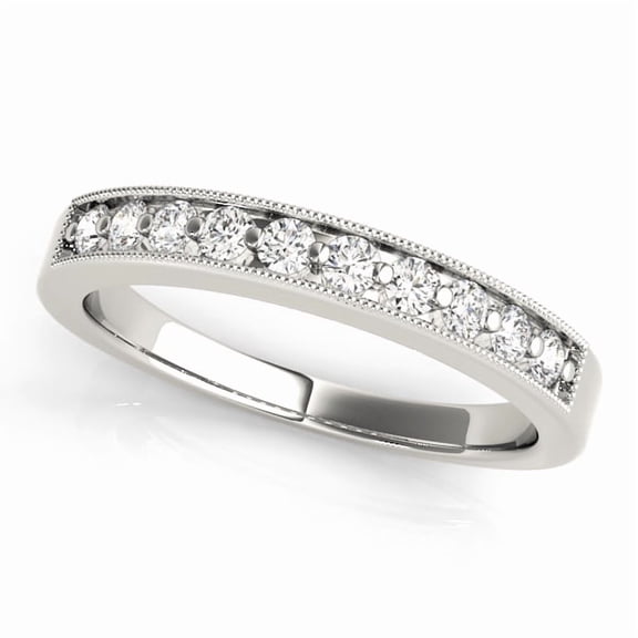 0.10CT Diamond Milgrain Curved Band 14K White Gold