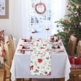 thumbnail image 4 of Christmas Red Flowers Pine Branch Table Runner, 13x72 Inch Seasonal Poinsettia Snowballs Socks Xmas Holiday Table Runner for Party Home Kitchen Décor, 4 of 5