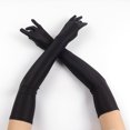 thumbnail image 4 of YAOBAMM Charming Gloves 1 Pair Solid Color Full Fingers Elastic Smooth Soft Breathable Elbow Length Bride Wedding Stage Performance, 4 of 7