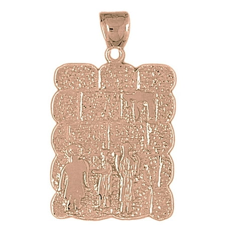 14K Rose Gold Wailing Wall Pendant - 40 mm