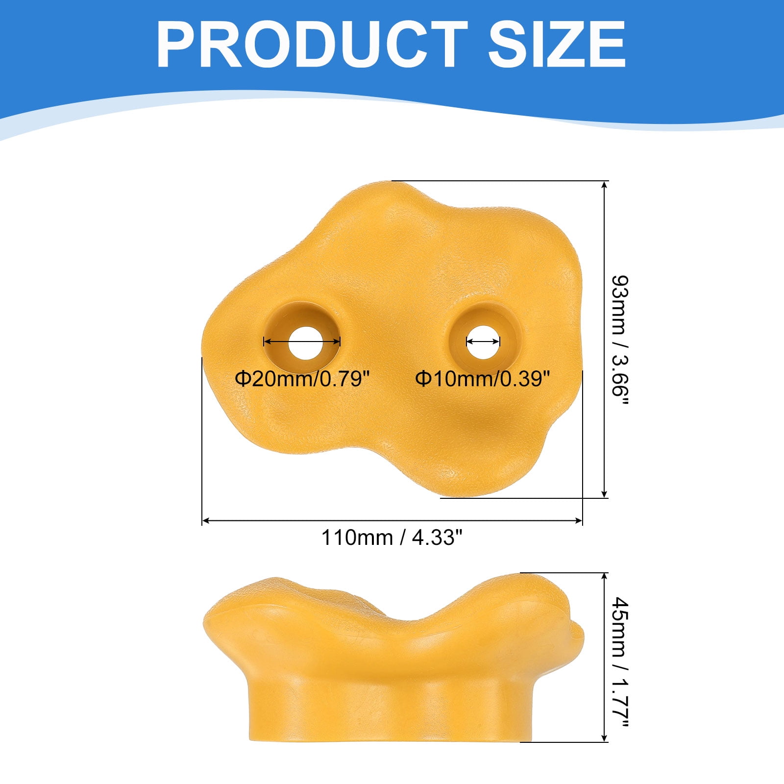 Rock Climbing Holds, 10 Pcs Large Climbing Rock Wall Grips with Double Hole for Playground Accessory, Yellow-B
