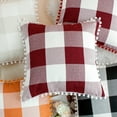 thumbnail image 5 of PiccoCasa Retor Checked Plaid Throw Pillow Covers Burgundy Beige White Polyester 1, 5 of 8
